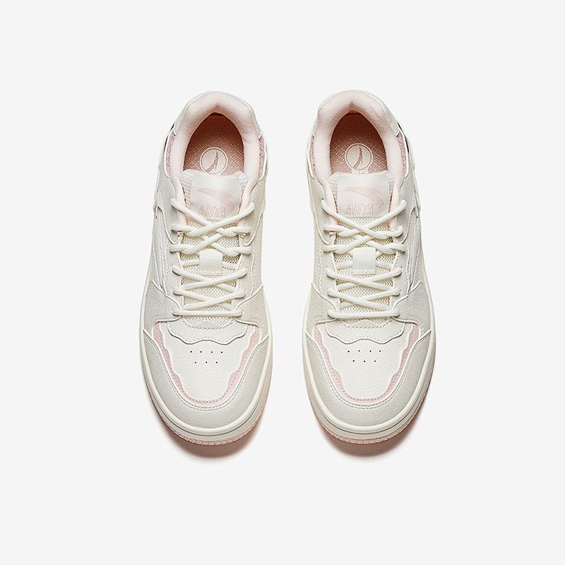 Anta Kids Trendy Comfortable Versatile Non-Slip Wear-Resistant Breathable Low-Top Casual Shoes Kids sneaker Ivory-White Light-Pink A22518005-2