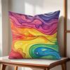 Rainbow Color Cushion Cover Natural Linen Organic Fabric DoubleSided Printing Couch Pillow Covers Home Decor