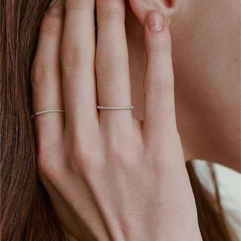 SIEOR (silver 925) 1+1 Silver Layered Daily Ring 2set (Size 9/11/13/17)