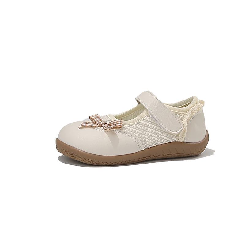 Girls' 2026 Spring White Leather Princess Loafers - Korean Style Soft Sole Low-Cut Shoes