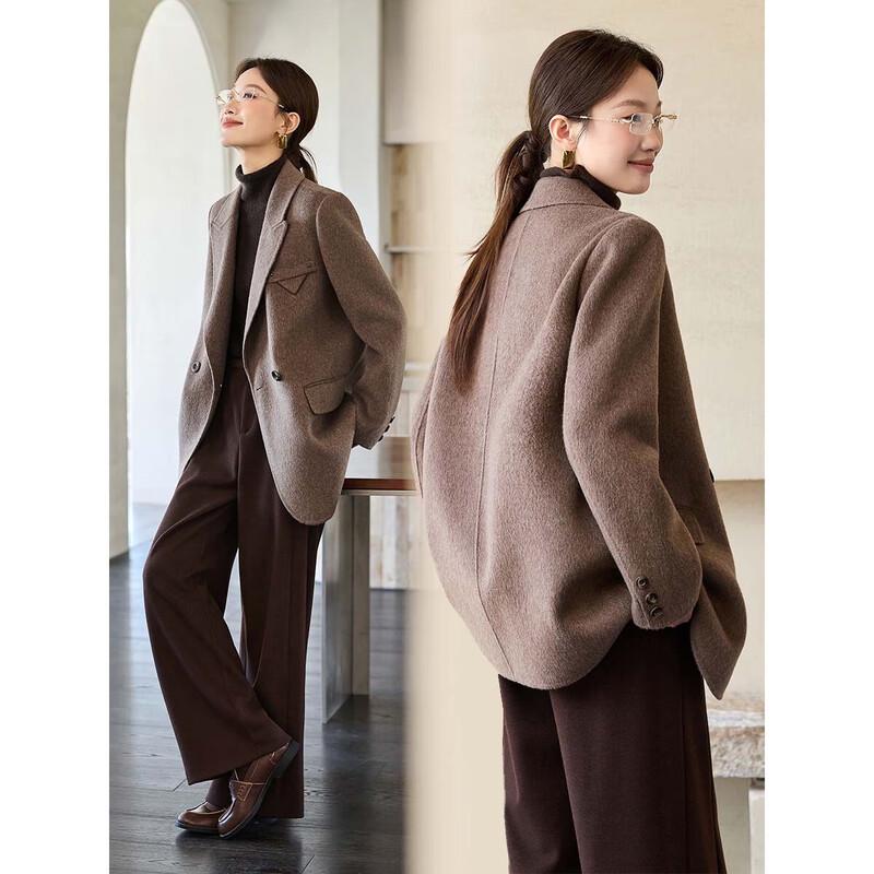 Women's Elegant Double-faced Wool Lapel Coat