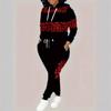 Europäisches und Amerikanisches Herbst- und Winter-Pullover-Set Modischer Pullover Kapuzenpullover Zweiteiliges Set Leopardenmuster Druck