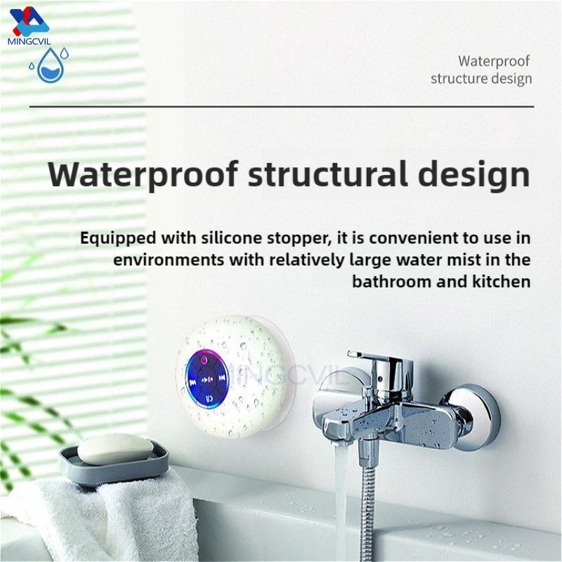 Mini Portable MINGCVIL Bluetooth Audio IPX4 Waterproof Led Lights Bathroom Outdoor Large Suction Cup Can Adsorbed Wall Speaker