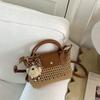 IELGY Woven Dumpling Bag Portable Straw Shoulder Messenger Bag