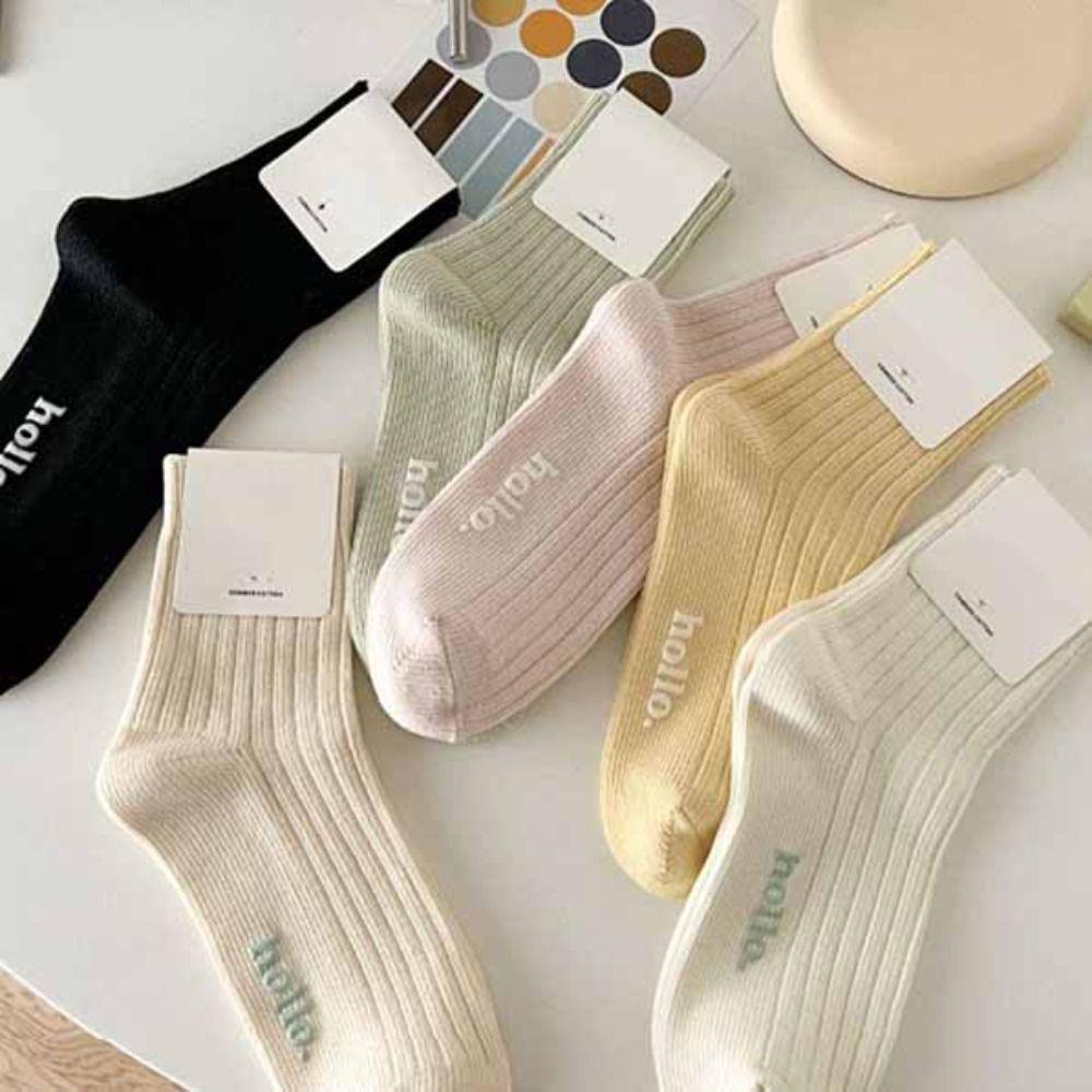 10Pairs Simple Mid-calf Socks Candy Color Sweet Socks Women Soft Mid Tube Socks Girl