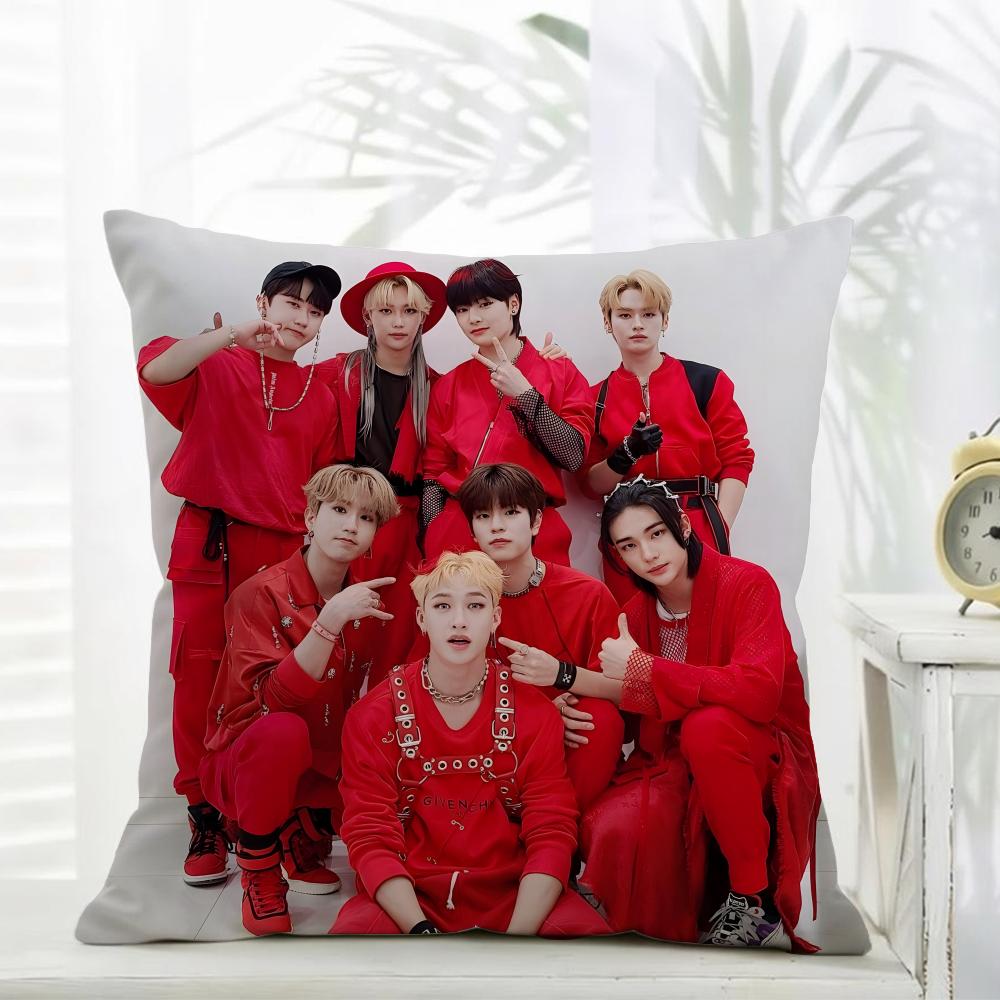 SStray Kids Cushion Cover Daily Washable Linen Pillowcase Soft for Sofa Bed Home Room Decor
