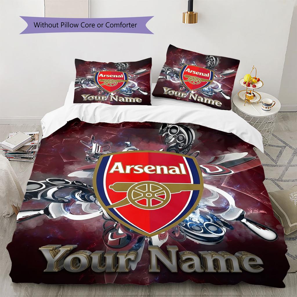 Arsenal F Custom Name Pattern Bedding,Quilt Set Quilt Cover Pillowcase Home Birthday Gift(1 * duvet cover + 2 * pillowcase, without core)