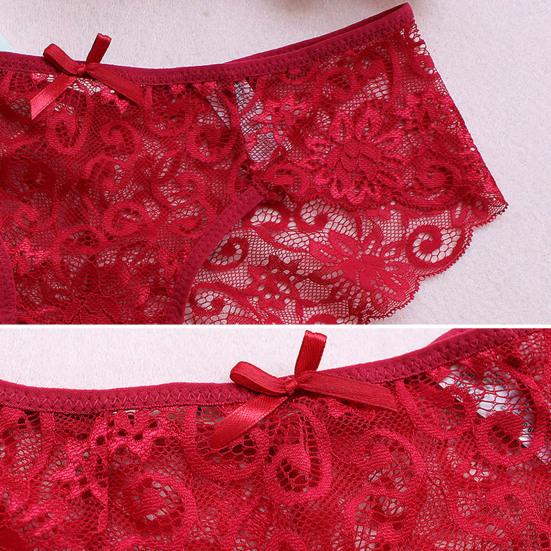 Bragas de mujer de cintura baja con encaje calado y buena transpirabilidad, bragas de color sólido ajustadas