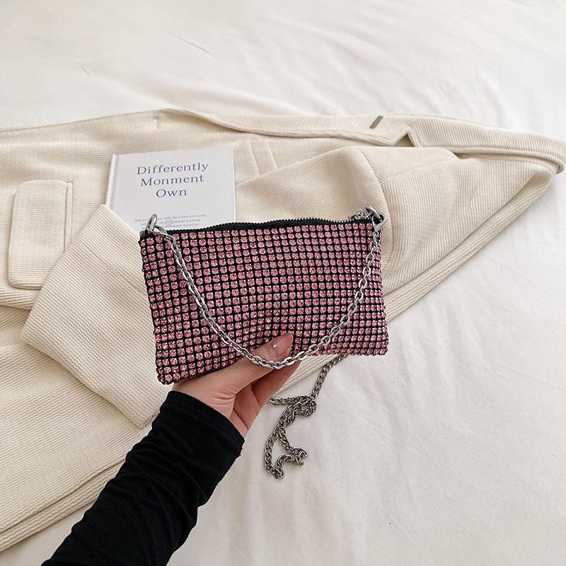 Temperament Rhinestone Bag 2025 New Trendy Full Diamond Bag Mini Shoulder Messenger Bag Hand Bag Women's Lipstick Bag