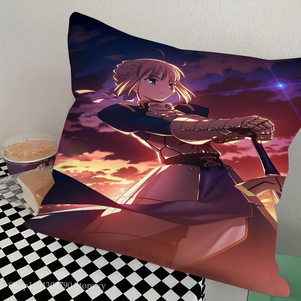 Anime Fate Zero Stay Night Saber Pillow Case Square Pillow Bedroom Sofa Leisure Comfort Cushion Car Living Room Home Decoration