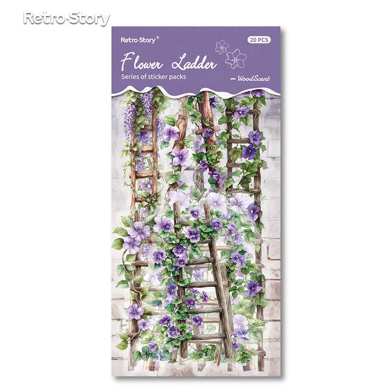 RetroStory Pastoral Flower Terrace Stickers for Journals - Creative Children's Decorative Scenery