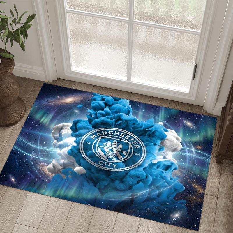 Manchester City Design Crystal Velvet Carpet Cozy Non?Slip Printed Rug For Bedroom Living Room Entrance