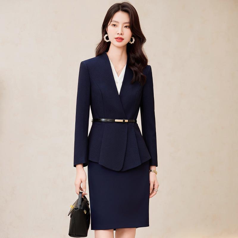 Professional Women's Suit Skirt Set 2024: Elegant Slimming Workwear for Beauty Salon and Property Consultants