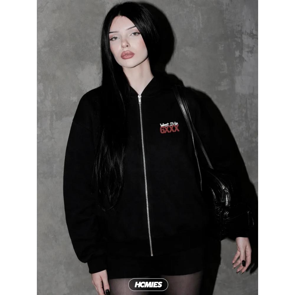 American Style Personalized Pattern Printed Men's and Women's Zipper Hoodie, Loose and Casual Zipper Sweater