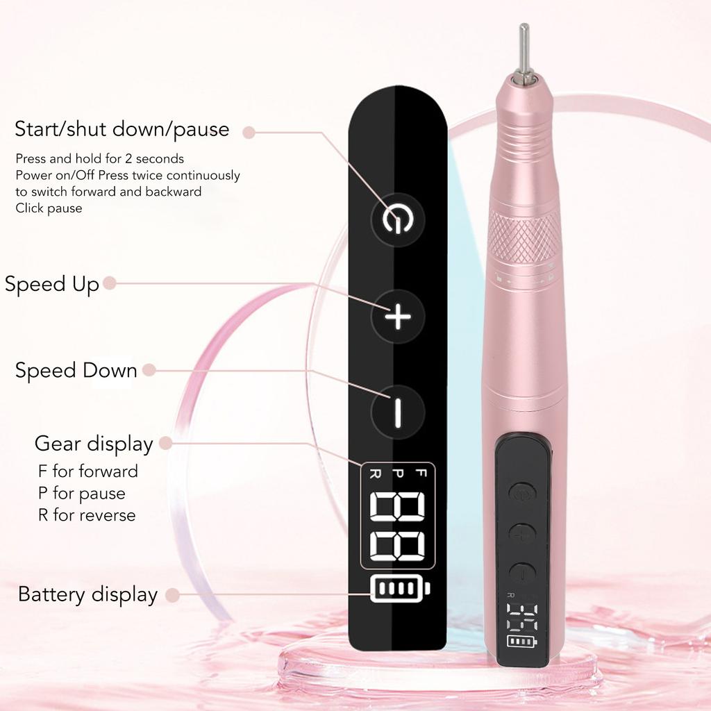 Electric Nail Grinder Kit Nail Polisher 35000rpm Portable Rechargeable Manicures Pedicures Nail Polish Pen