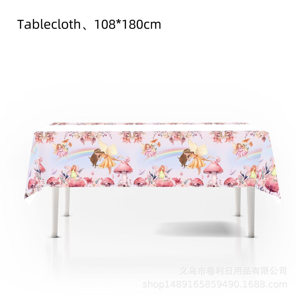Flower Fairy Party Supplies Elf Princess Birthday Arrangement Decorative Paper Plate Paper Cup Tablecloth Banner Cake Flag