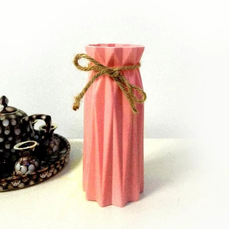 New Plastic Vase Imitation Ceramic Flower Pot Flower Basket Flower Vase Home Decoration Household Supplies Flower Not Included