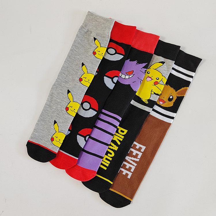 Chaussettes de Sport Mi-Mollet Pikachu Dessin Animé Automne 2024 pour Homme