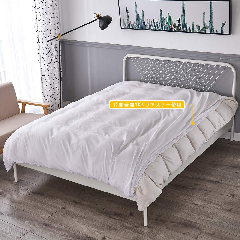 Double Bedding Cotton Solid Duvet Fitted Dust Mite Resistant 4-Piece Set, Blend, Color, Cover, Sheet, Pillowcases, Washable, Quick-Drying, (White)