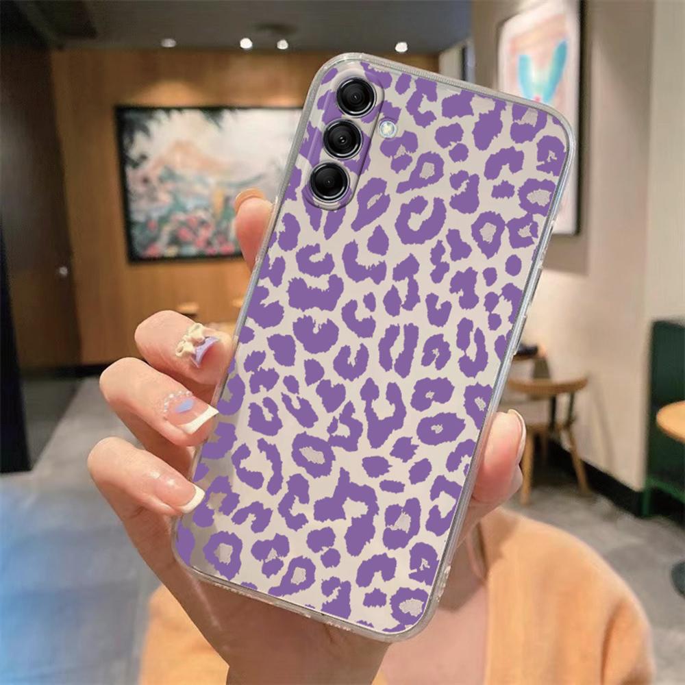 Pink Leopard Phone Case For Samsung Galaxy A56 A16 A17 A07 A06 A37 A57 A32 A22 A26 A36 Marble Artistic Transparent Clear Cover
