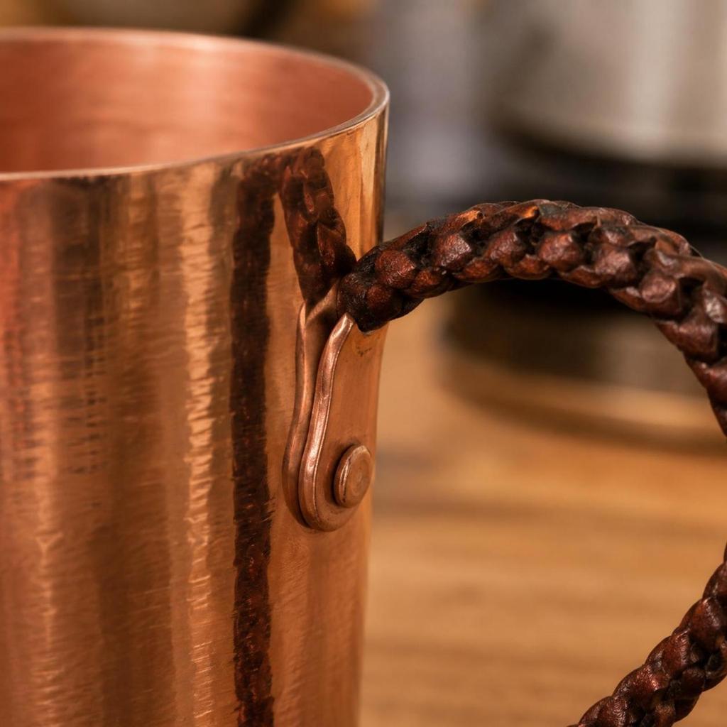 Polished Handmade Copper Cup Loop Handle Tapered Reusable Drinkware