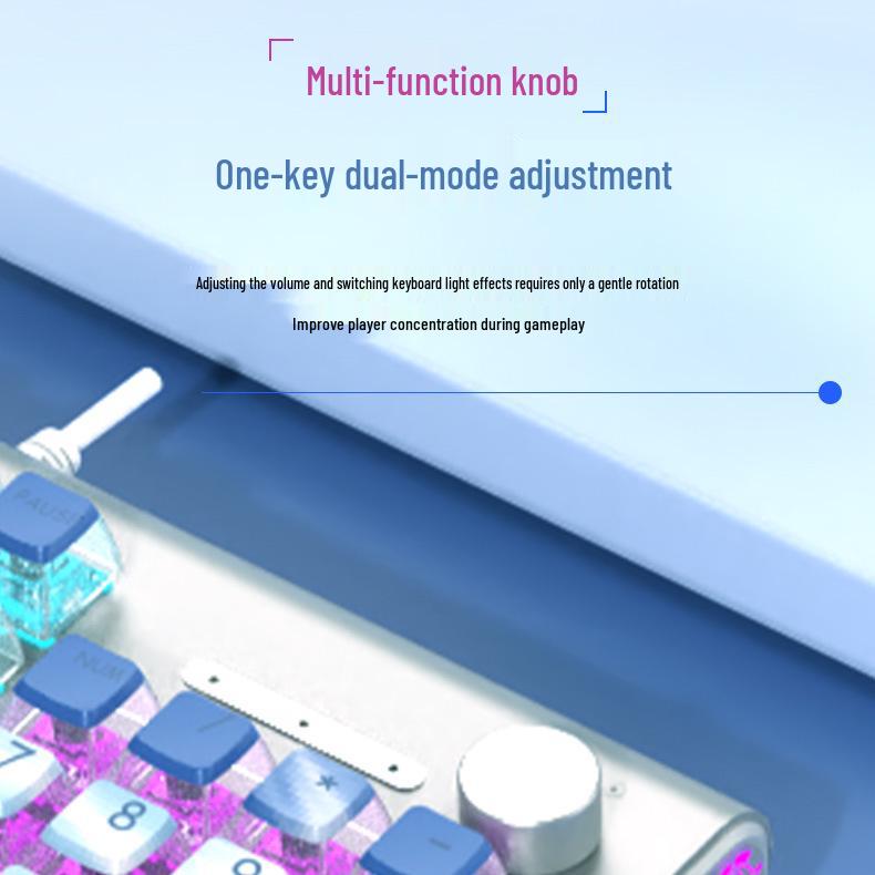 Langtu K1000 Mechanical Keyboard - Blue, Black, Brown, Red, Silver Switches, Esports Gaming for Girls, Office Wired, Custom Transparent Design