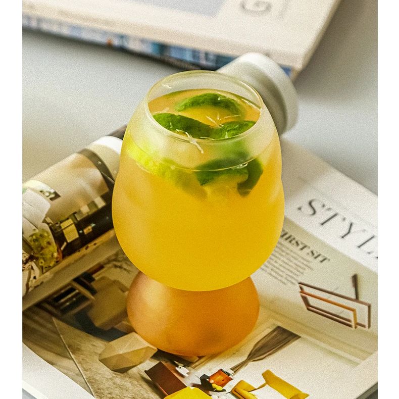 Cute Colorful Frosted Glass Wine GLass Cup Large Capacity Beer Glass Coffee Milk Juice Glass Cup