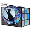 Desktop Pen Holder Stained Glass Style Holder, Unique Acrylic Organizer, 3D Plant Pot Embossed Relief Pattern Planter for Succulents And Office