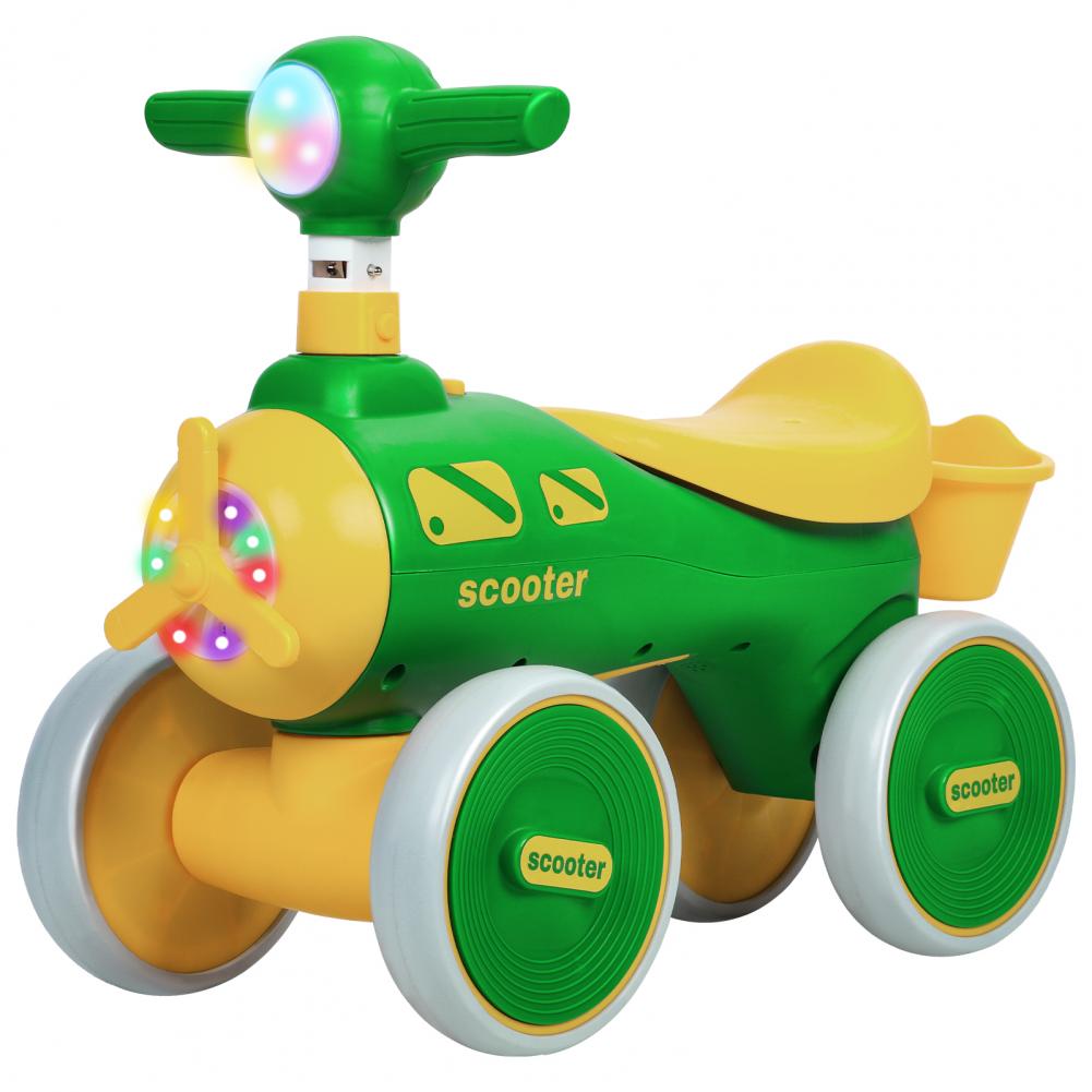 

Детский беговел 4 колеса ходунки для малышей велосипед игрушки подарки на день рождения для девочек мальчиков 1-3 лет дети рождественские подарки с музыкой зелёный