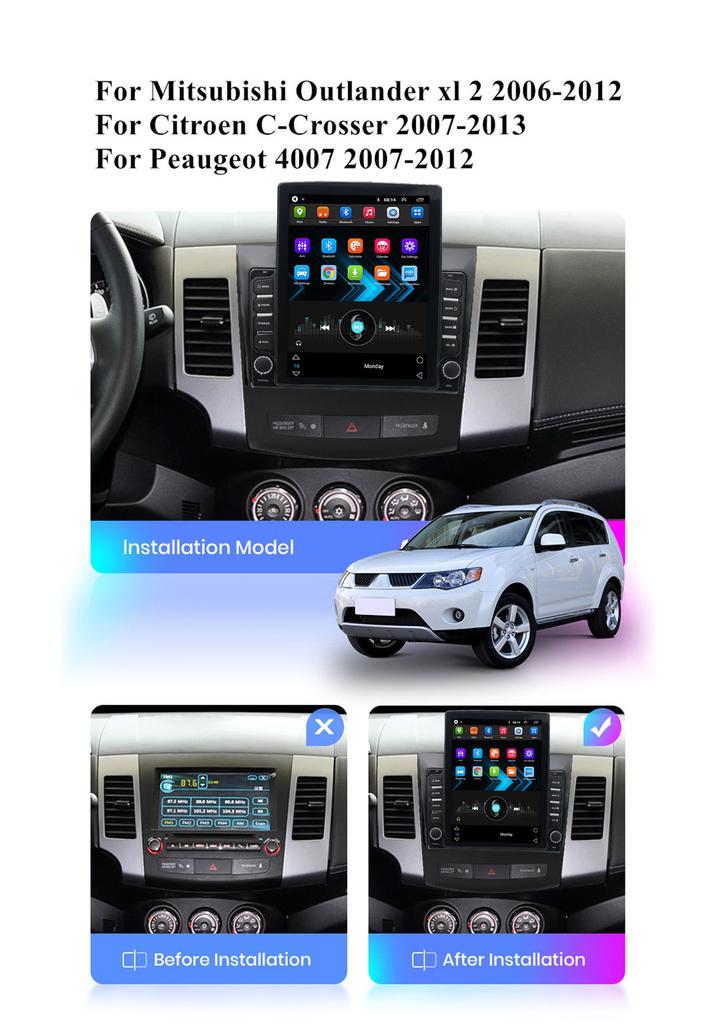 9.7" 2G+32G GPS Navigation WiFi Mirror Link For Mitsubishi Outlander xl 2 06-12
