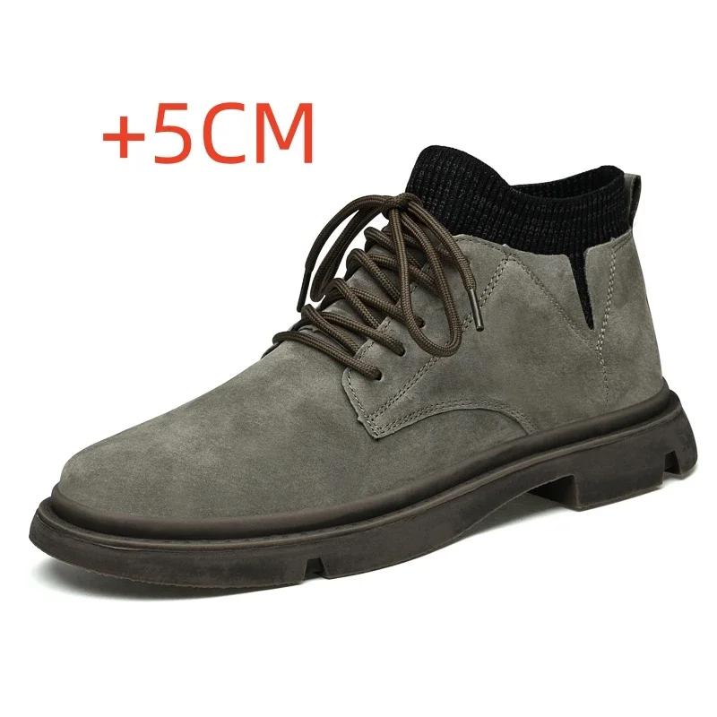 Brand Men Genuine Leather Basic Boots Casual Antiskid Outdoor Shoes Luxury Motorcycle Boots Breathable Men Walking Driving Shoes