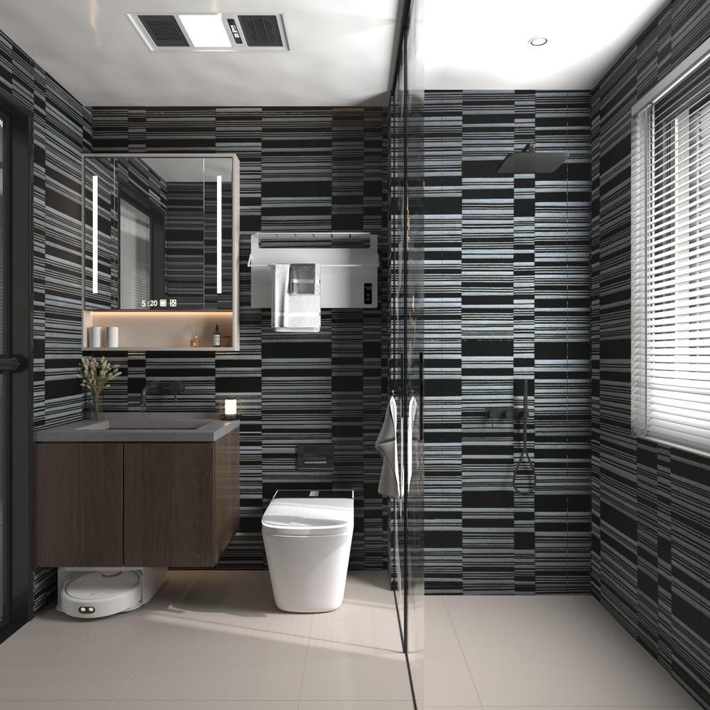 Boobest Breite 40 cm x Länge 9 m, Zuschneidebogen, schwarz-weiß gestreifte Tapete, überklebbar, dickes Küchen-Remake-Blatt, wasserfest, hitzebeständig