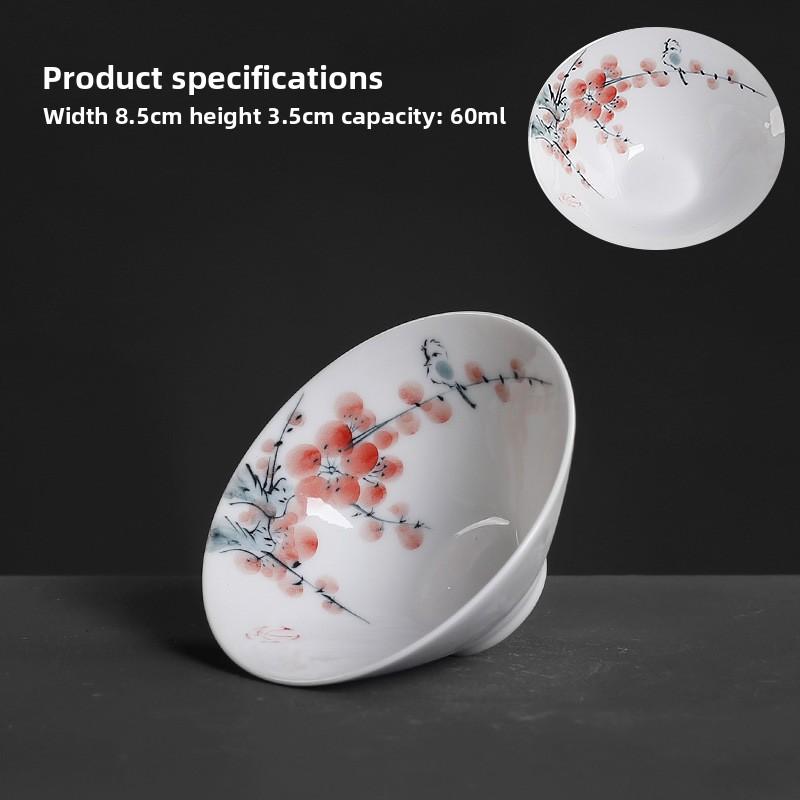 Blue and white hand-painted thin tire hat cup ceramic tea set Kung Fu small teacup single tea cup tea cup large master cup