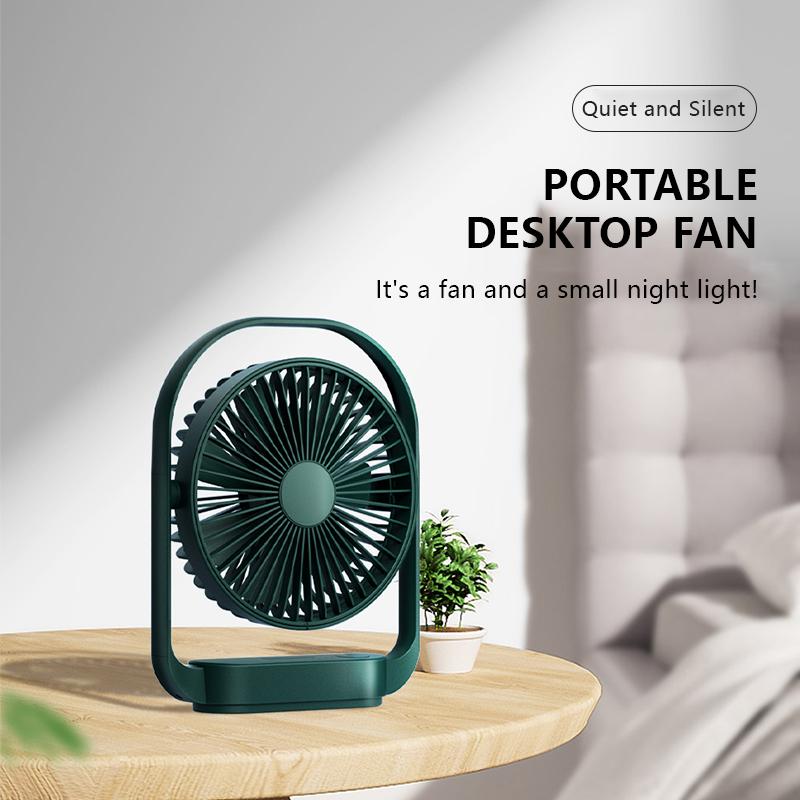 LK006 New Desktop Charging Small Fan Multi-function Ultra-quiet Night Light Office Home Portable Charging Summer Electric