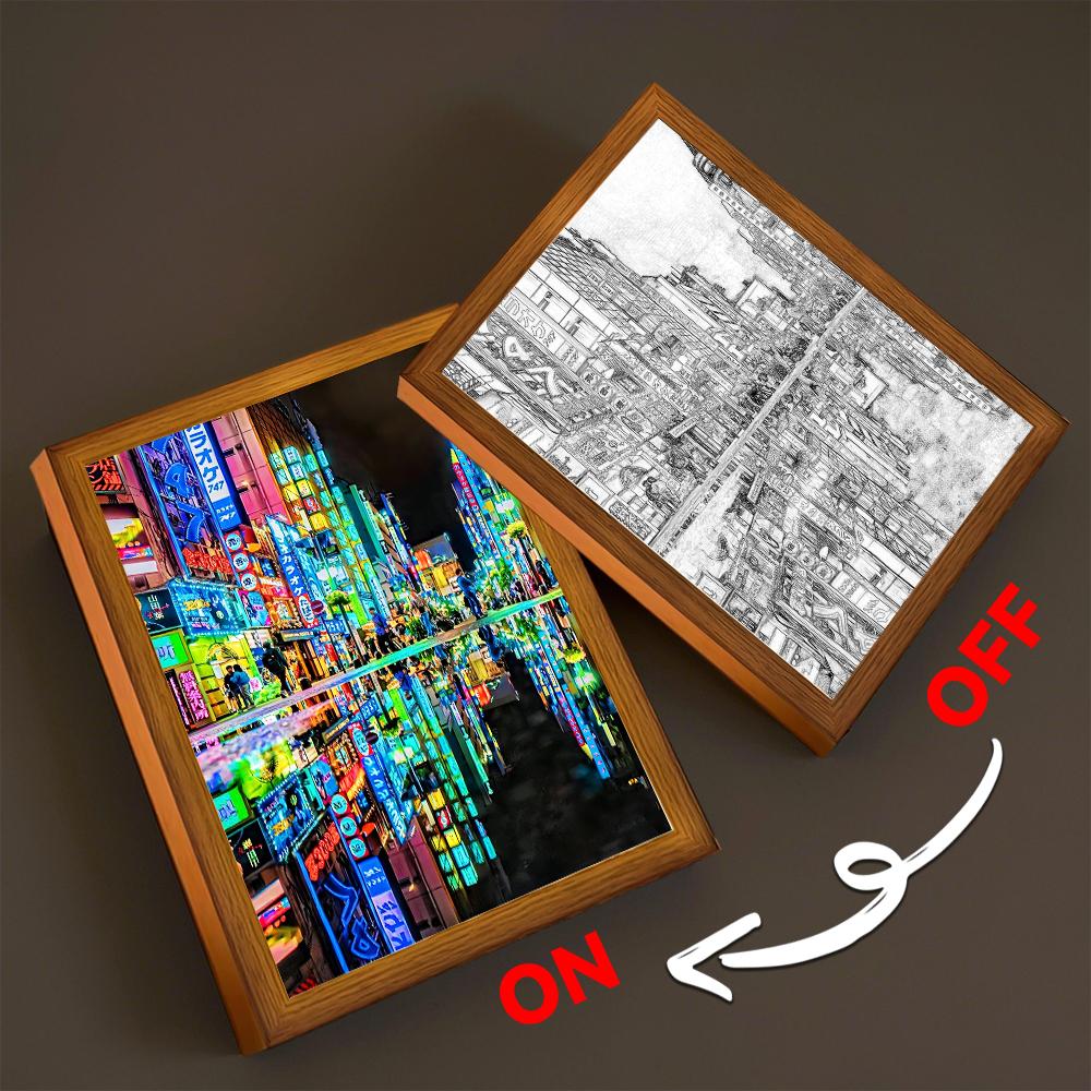 Asian Tokyo Eastern Cities Pretty Cityscape Painting Photo Frame Bedside Light Home Office Perfect Gift Traveler LED and for Kid Friendly Entertaining