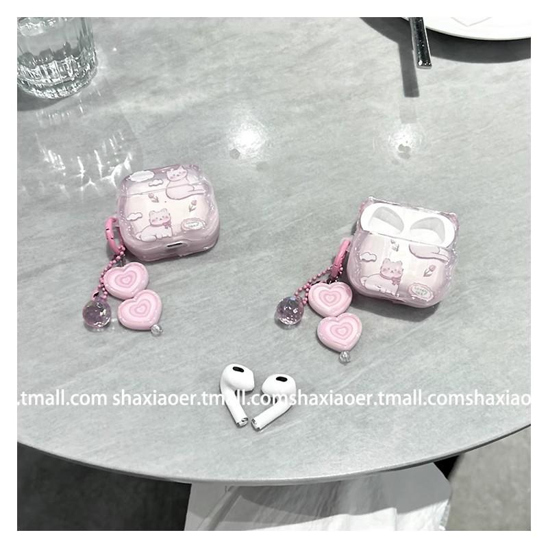 Pink Semi-transparent Cloud Cat for Airpodspro1 Apple Bluetooth Headset Cover AirPods 1 /1 Female 1 Shell