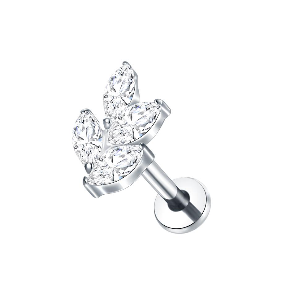 1PC Titanium Zircon Labret Piercings Lip Rings Gold Color CZ Cartilage Helix Lobe Conch Earring Stud Piercings Women Jewelry 16G