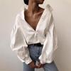 2026 Laternenärmel Elegantes Hemd Weiß Schwarz Sexy Knopf Vintage Bluse Umlegekragen Büro Damenhemd Weiblich Lässig