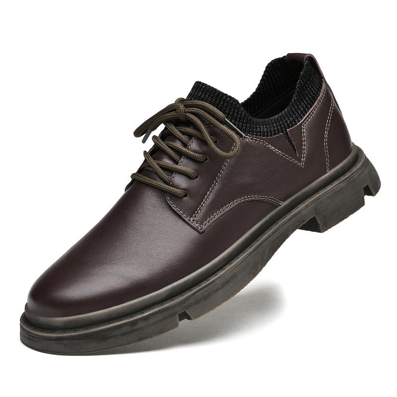 

Модные мужские кожаные туфли в британском стиле, повседневная кожаная обувь, новые осенние и зимние шнурки, верхний слой, мужская обувь из коровьей кожи 43