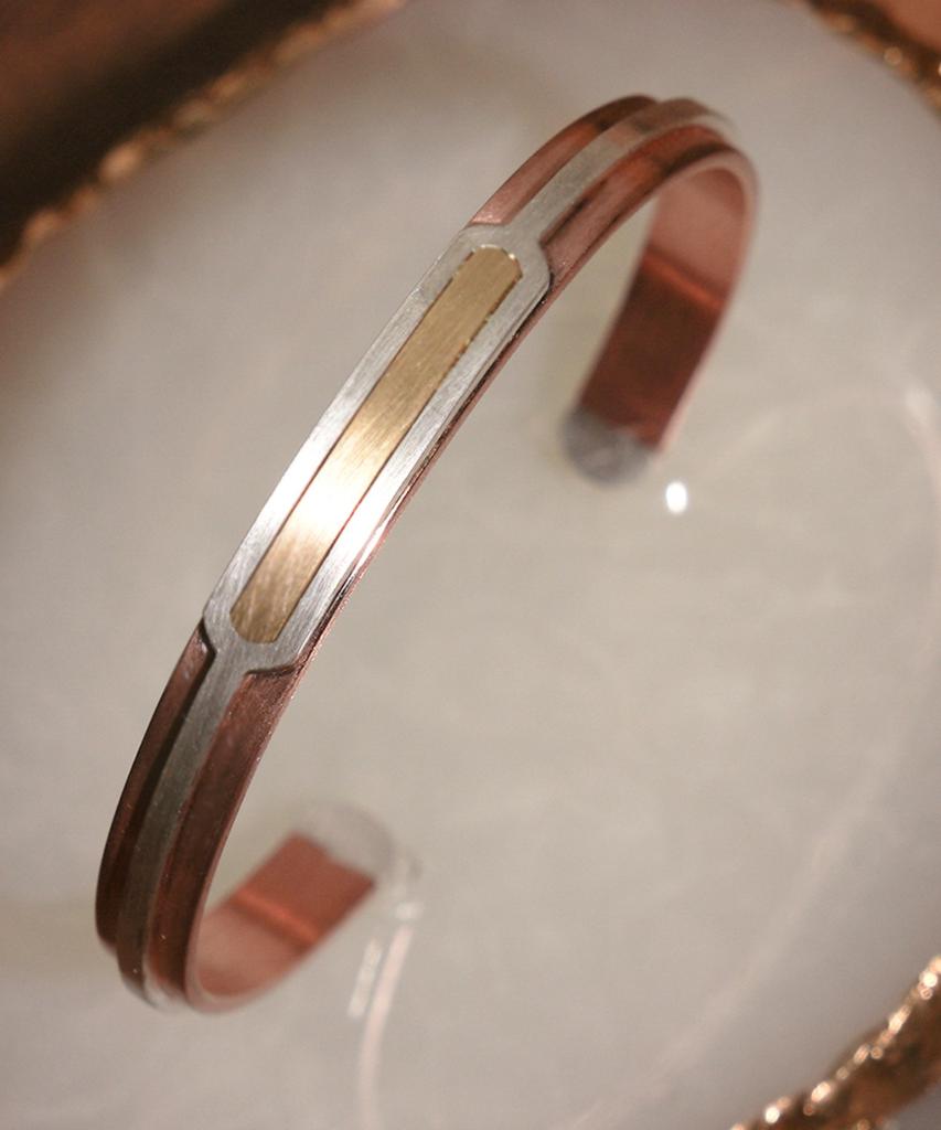 Sabona London 7Gsc 18K Gold Silver Copper Bangle