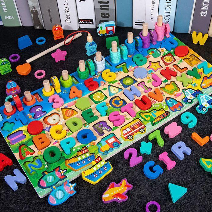 Wooden Toys Preschool Children Fire Truck Board Math Fishing Games Early Toys For Kids Xmas Gifts toy