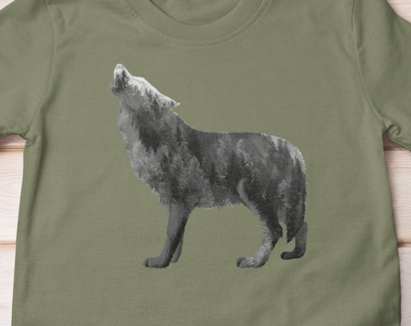 Nature Forest Wolf Shirt Men, Double Exposure Wolf Tee, Nature Tee, Mens Forest Graphic Unisex T-Shirt, Boyfriend Gift, Screen Print Shirt 3XL