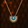 Luxury Non Tarnish Stainless Steel 14k Gold Fashion Light Luxury Sunflower Turquoise Pendant Necklace Women Spot