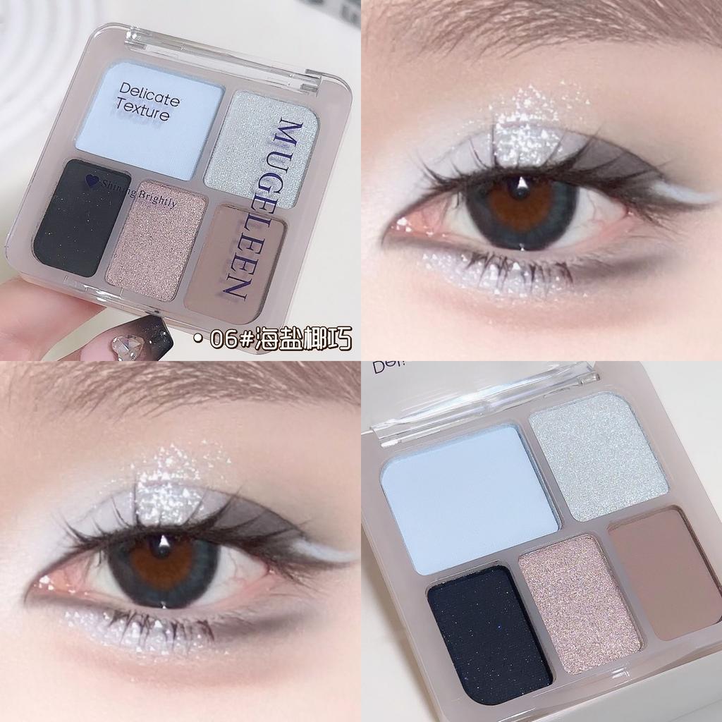 5-Farben Punk Smokey Lidschatten Palette Silbrig Schwarz Matt Schimmer Nude Rosa Lidschatten Langanhaltend Halloween Augen Make-up Kosmetik