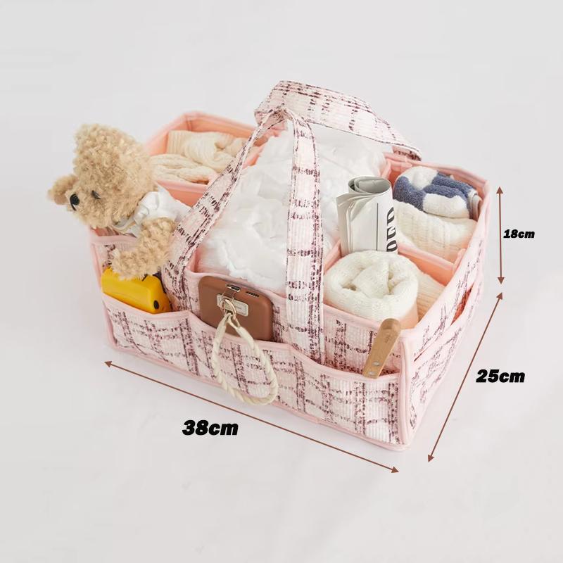 Diaper Bag Large Capacity Multiple Pocket Diaper Caddy Felt Washable Baby Diaper Nappy Organizer Bag Nursery Carrier Storage Bin