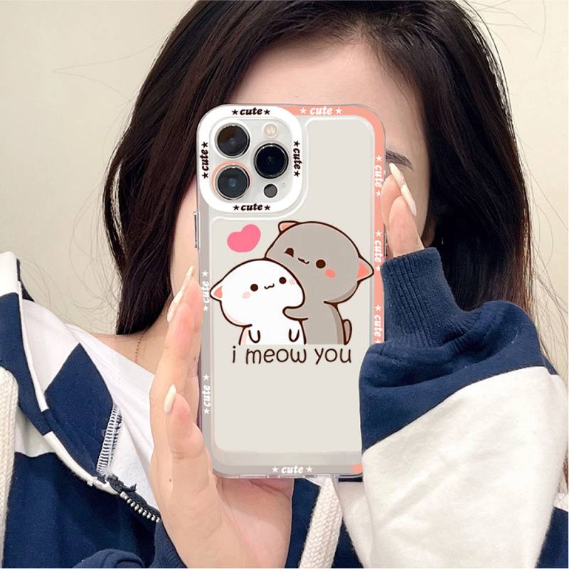 Peach Cat Cute Cartoon Phone Case for iPhone 11 12 13 Mini Pro Max 14 Pro Max Case Shell