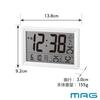 MAG Digital Clock Radio-Controlled Thermometer Hygrometer Simple Easy-to-See Interior Living Counter Dual Use 9.2cm x 13.8cm White View Square W-812A