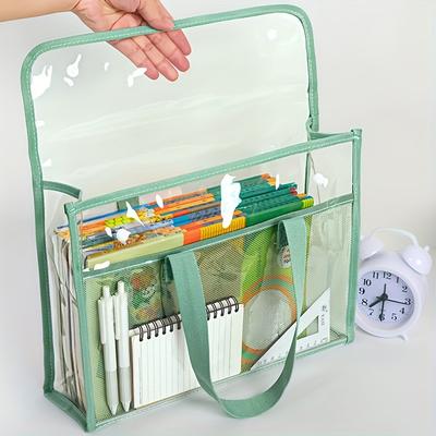 1 carpeta portátil transparente impermeable de gran capacidad, bolsa de almacenamiento de archivos expandible, bolsa de archivo autoadhesiva de PVC para de