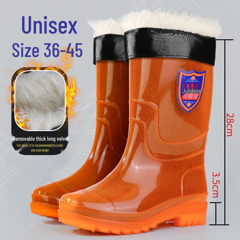 Men's Tan Quick-Dry High-Top Rain Boots - Waterproof, Non-Slip, No-Mesh Rubber Shoes