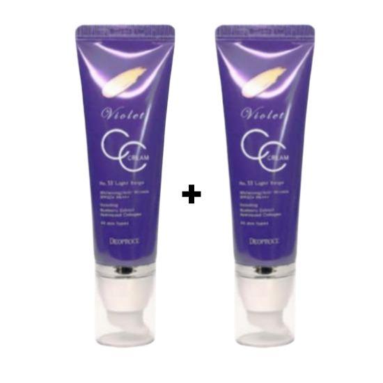 DEOPROCE Violette CC Cream SPF50+ PA+++ #13 50 g – Tonkorrigierende & Aufhellende CC Cream Violet CC Cream  #13+ #23